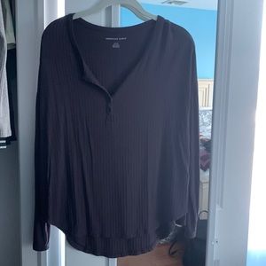 American Eagle Plum Henley Tee
